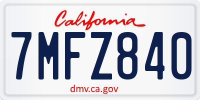 CA license plate 7MFZ840