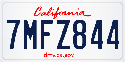 CA license plate 7MFZ844