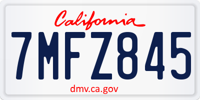 CA license plate 7MFZ845