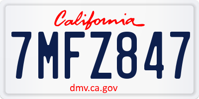 CA license plate 7MFZ847