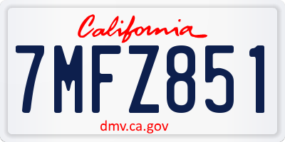 CA license plate 7MFZ851