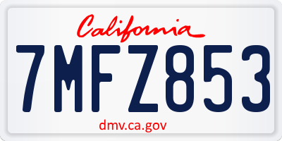 CA license plate 7MFZ853