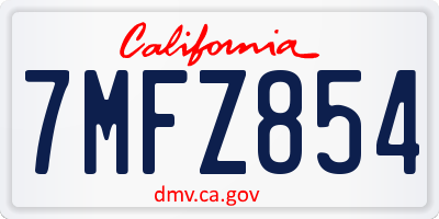 CA license plate 7MFZ854