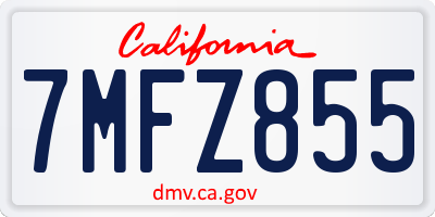 CA license plate 7MFZ855