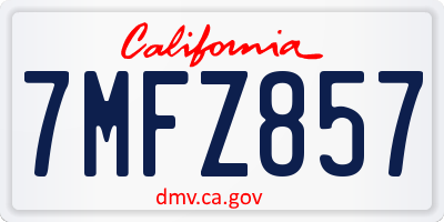 CA license plate 7MFZ857