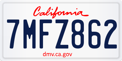 CA license plate 7MFZ862