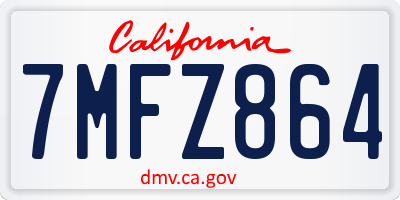 CA license plate 7MFZ864
