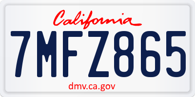 CA license plate 7MFZ865