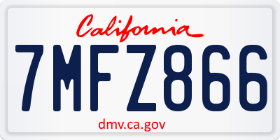 CA license plate 7MFZ866