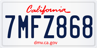 CA license plate 7MFZ868