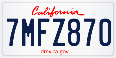 CA license plate 7MFZ870