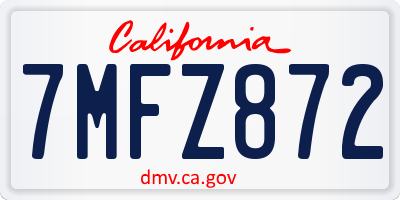 CA license plate 7MFZ872