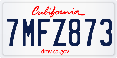CA license plate 7MFZ873