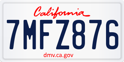 CA license plate 7MFZ876