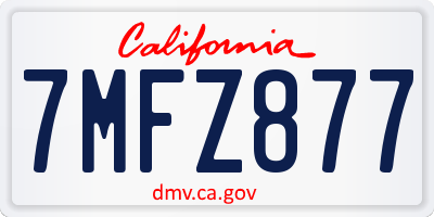CA license plate 7MFZ877