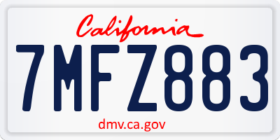 CA license plate 7MFZ883