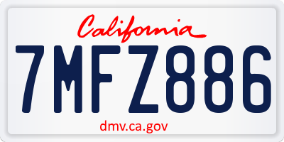 CA license plate 7MFZ886