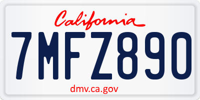 CA license plate 7MFZ890