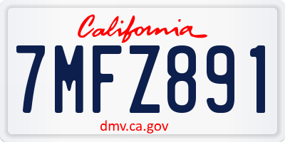 CA license plate 7MFZ891