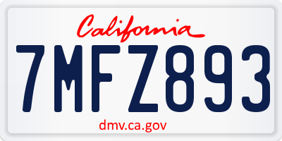 CA license plate 7MFZ893