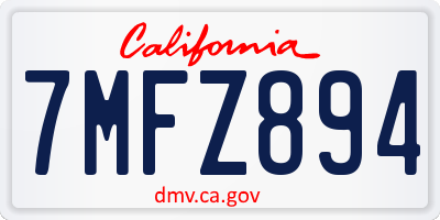 CA license plate 7MFZ894