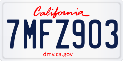 CA license plate 7MFZ903