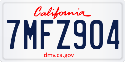 CA license plate 7MFZ904