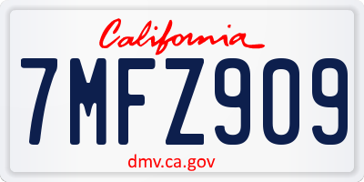 CA license plate 7MFZ909