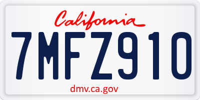 CA license plate 7MFZ910