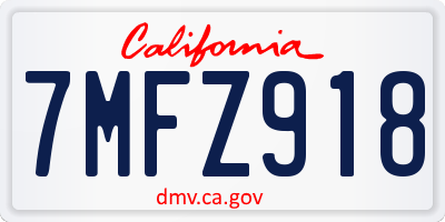 CA license plate 7MFZ918