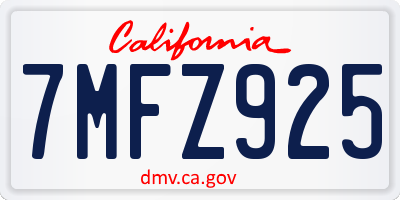 CA license plate 7MFZ925