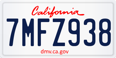 CA license plate 7MFZ938
