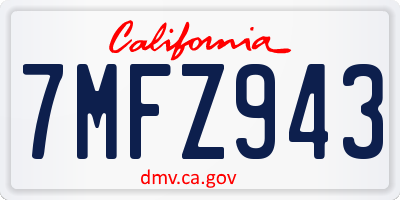 CA license plate 7MFZ943
