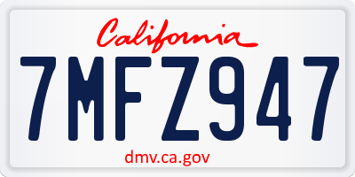 CA license plate 7MFZ947