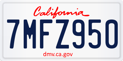 CA license plate 7MFZ950