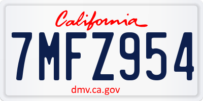 CA license plate 7MFZ954