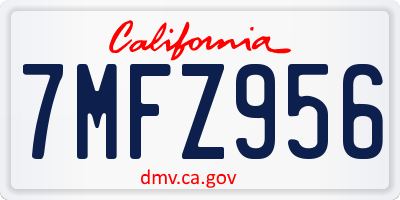 CA license plate 7MFZ956