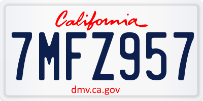 CA license plate 7MFZ957