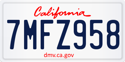 CA license plate 7MFZ958