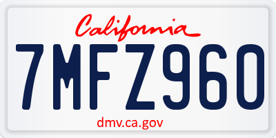 CA license plate 7MFZ960