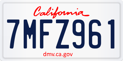 CA license plate 7MFZ961
