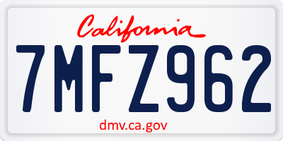 CA license plate 7MFZ962