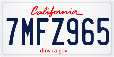 CA license plate 7MFZ965