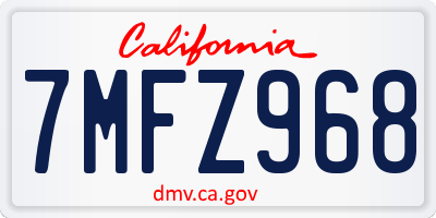 CA license plate 7MFZ968