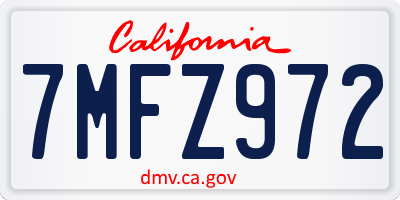 CA license plate 7MFZ972