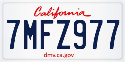 CA license plate 7MFZ977