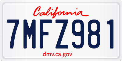CA license plate 7MFZ981