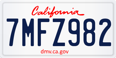 CA license plate 7MFZ982