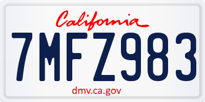 CA license plate 7MFZ983