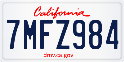 CA license plate 7MFZ984